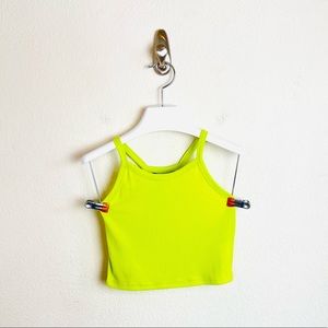 NWT Ribbed Neon Bright Green Halter Crop Tank Top